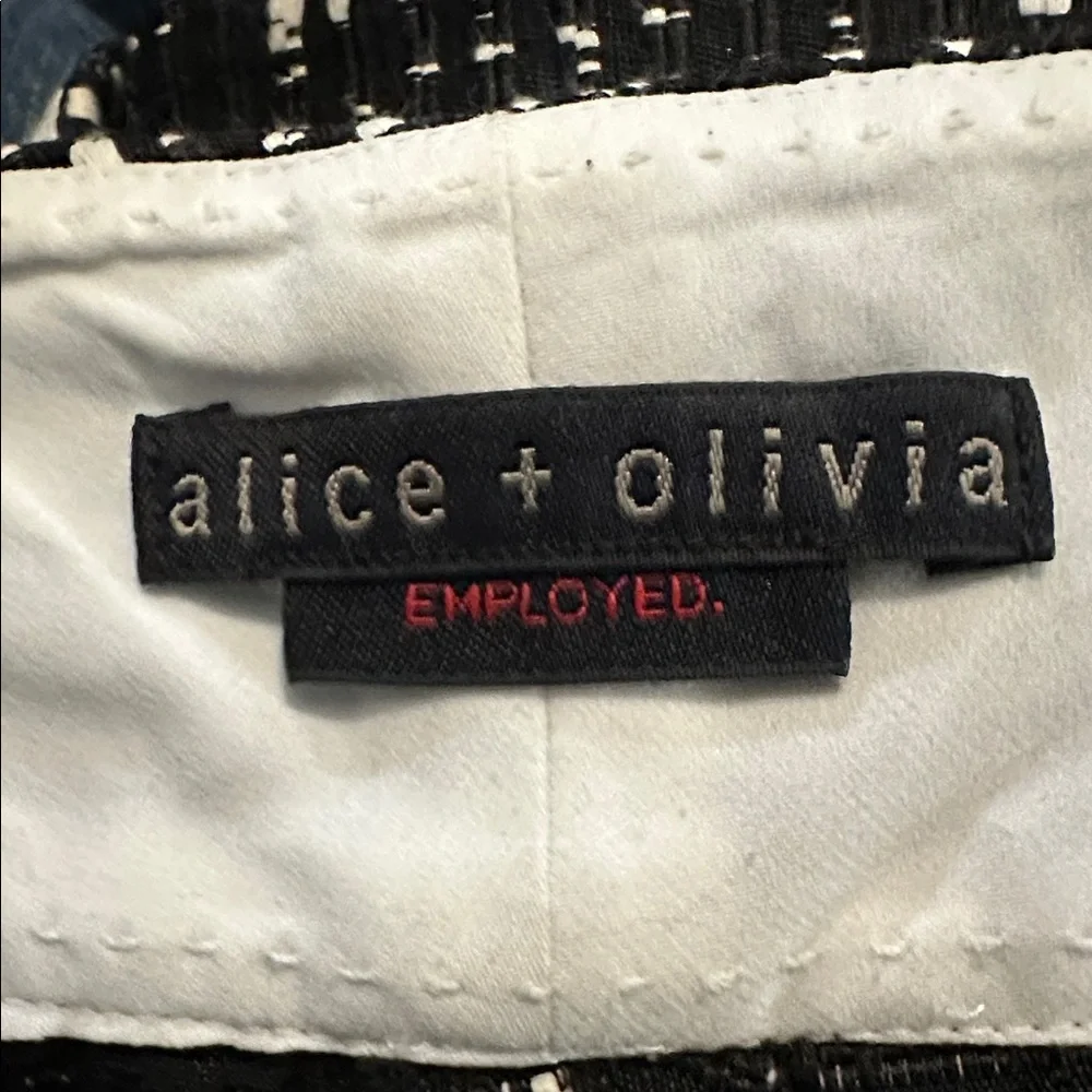 Alice + Olivia Employed Cady Mid-Rise Mini Shorts in Black/White Digital